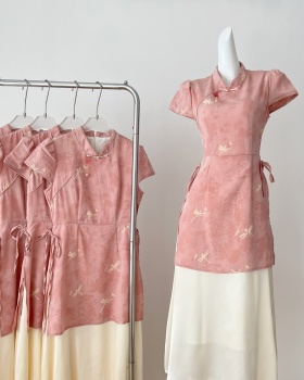 Small dragonfly dress Pseudo-two cheongsam