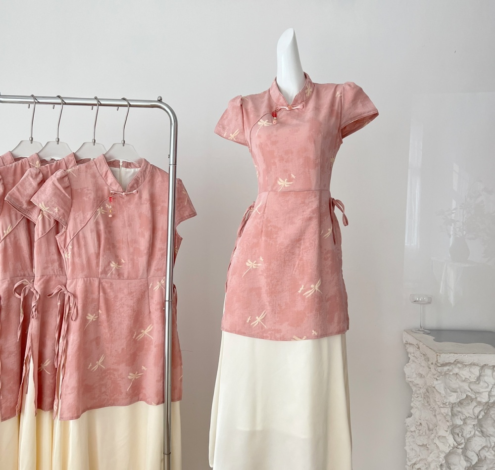 Small dragonfly dress Pseudo-two cheongsam