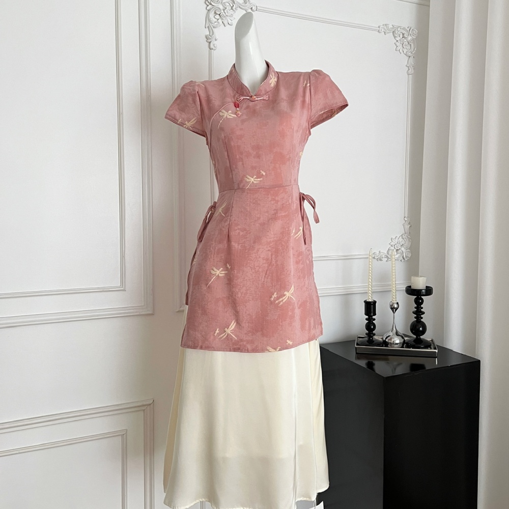 Small dragonfly dress Pseudo-two cheongsam