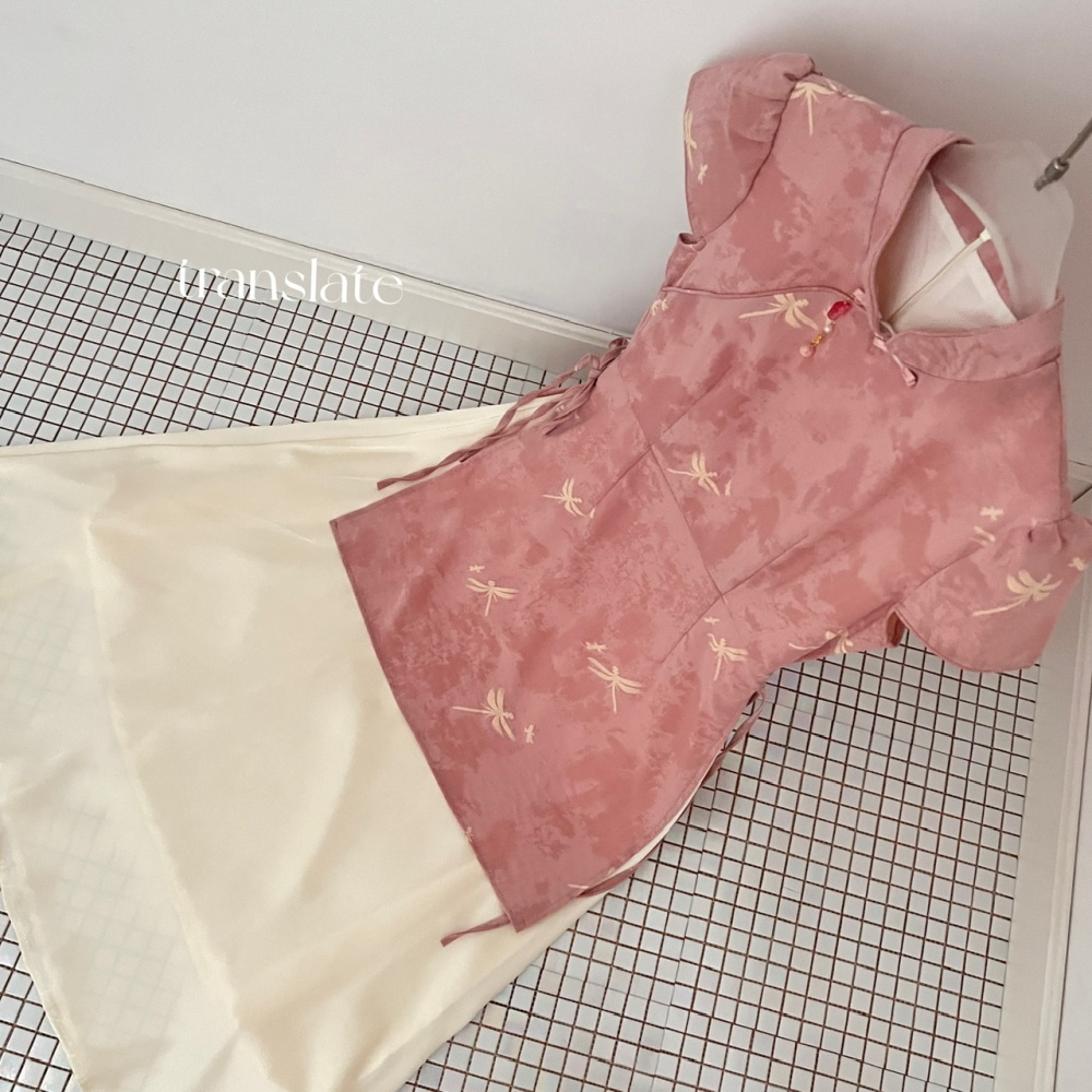 Small dragonfly dress Pseudo-two cheongsam