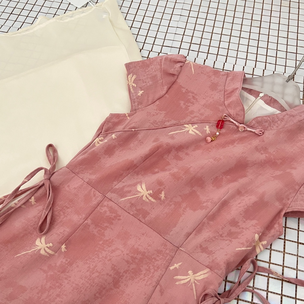 Small dragonfly dress Pseudo-two cheongsam