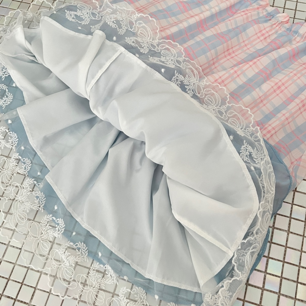 Sling maiden summer plaid dress