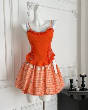 Sweet enticement tops slim short skirt a set for women