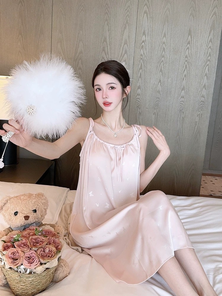 With chest pad night dress sweet pajamas for women