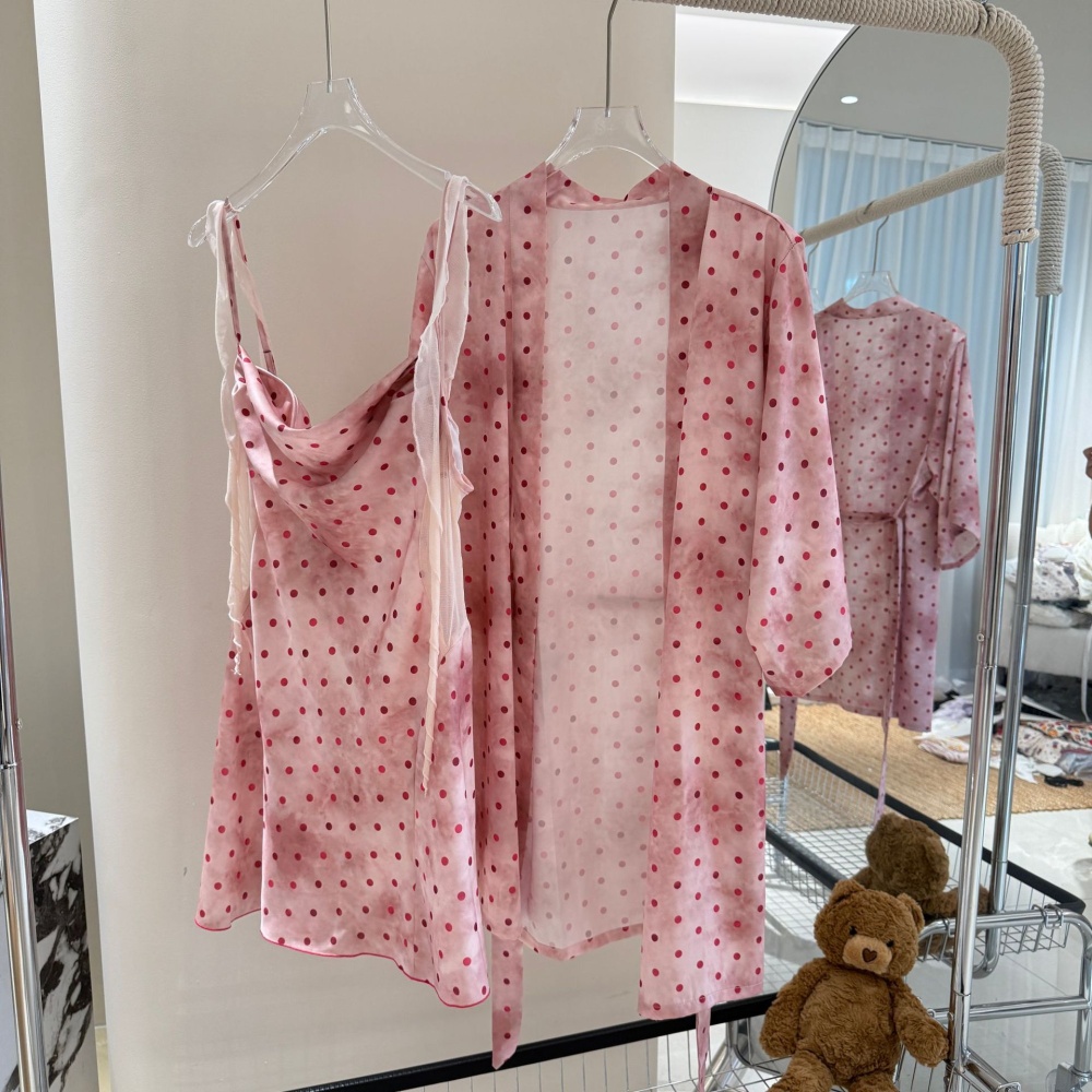 Homewear night dress ice silk nightgown a set for women