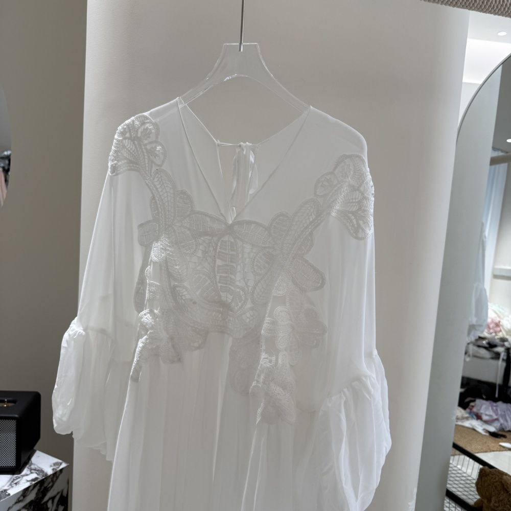 Summer V-neck slim vacation white thin chiffon T-back