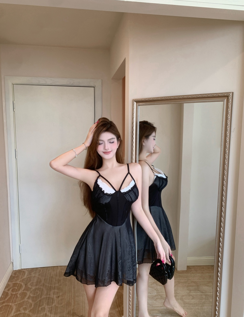 Sling gauze double spicegirl big skirt dress for women