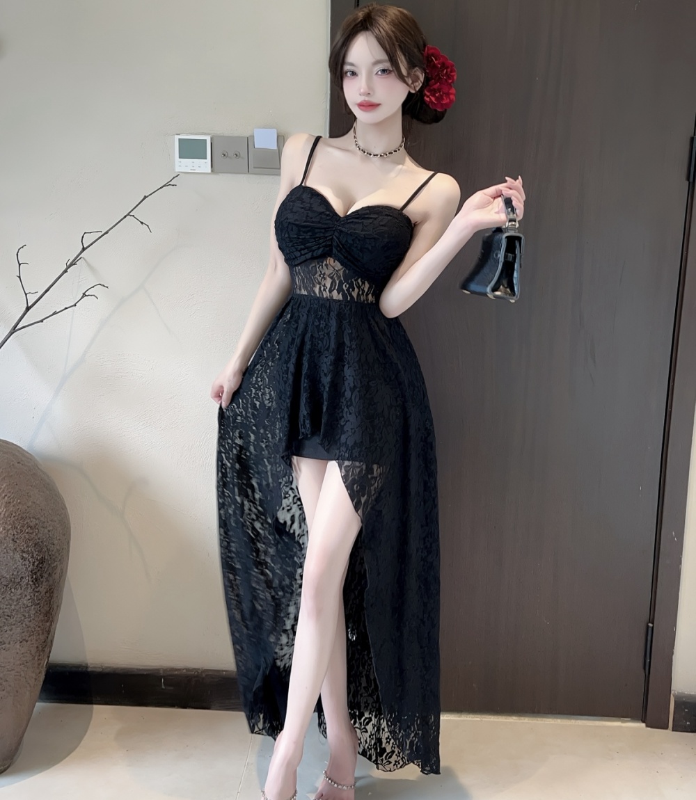 Sling big skirt lace formal dress tender dovetail dress