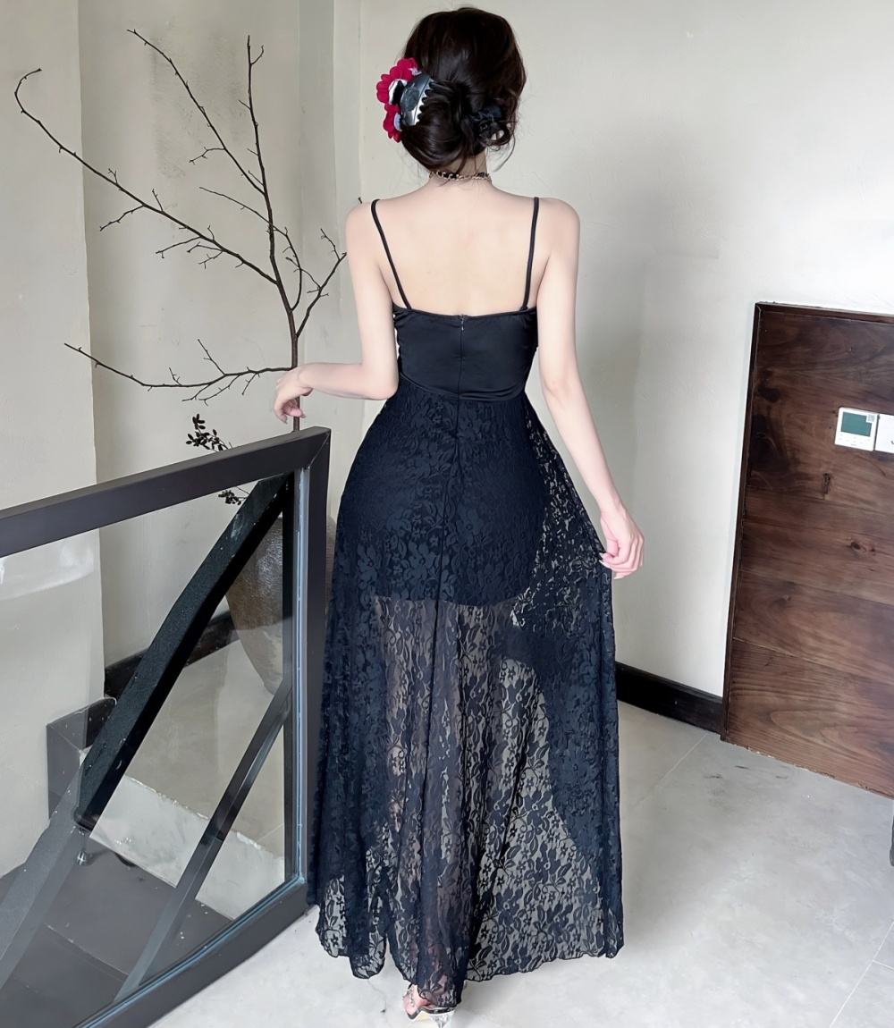 Sling big skirt lace formal dress tender dovetail dress