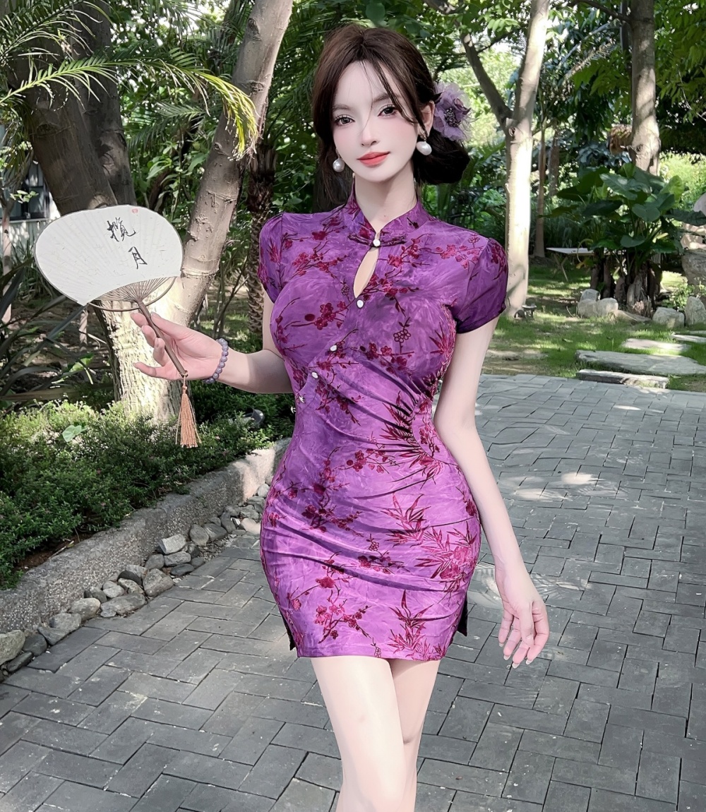 Spring and summer dress hollow cheongsam for women