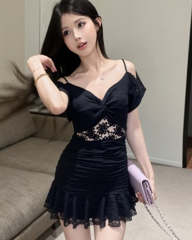 Package hip sexy bottoming short lace hollow dress