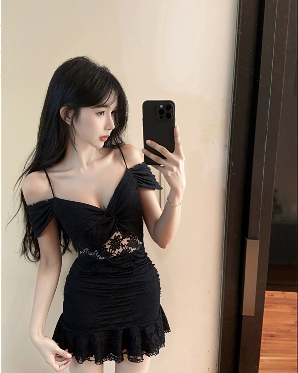 Package hip sexy bottoming short lace hollow dress