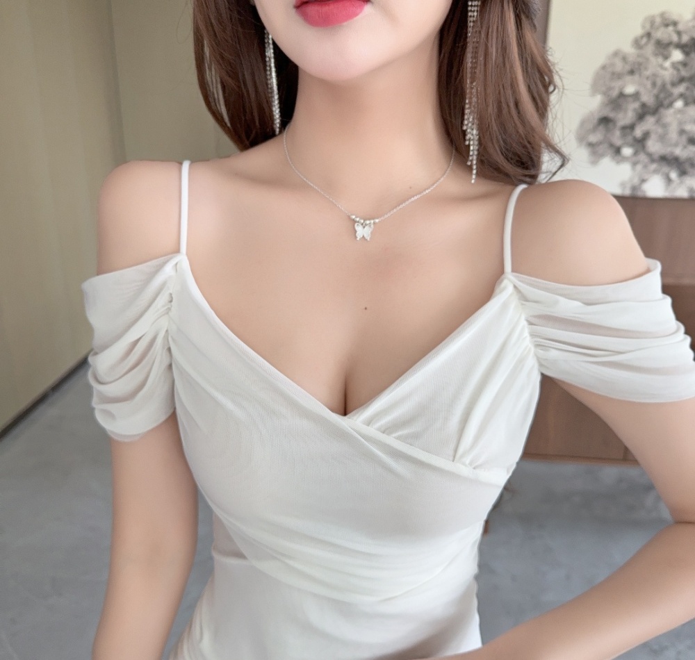 Package hip niche sling dress sexy gauze T-back for women