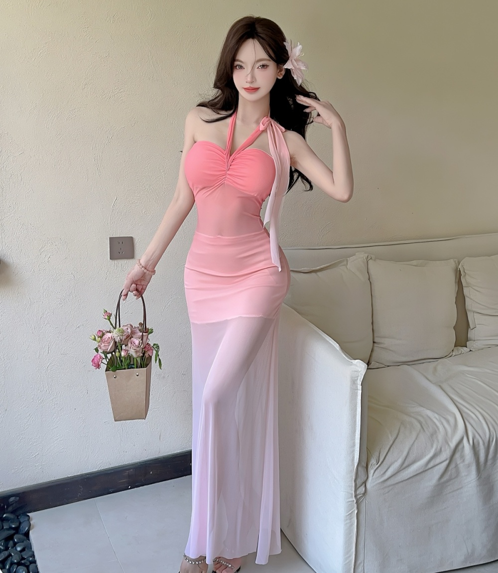 Enticement gradient dress mermaid gauze long dress for women
