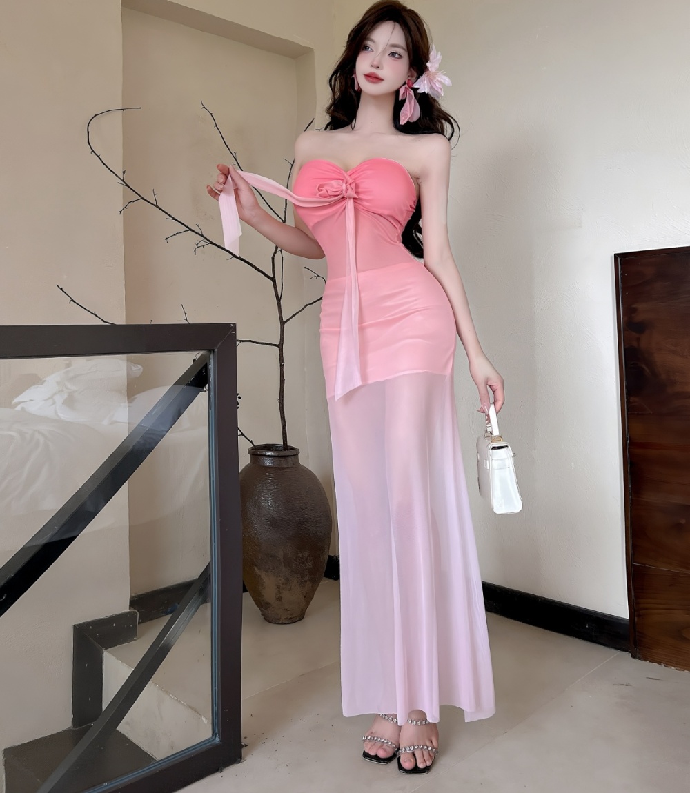 Enticement gradient dress mermaid gauze long dress for women