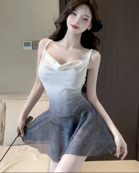 Short sling sexy gauze translucent dress
