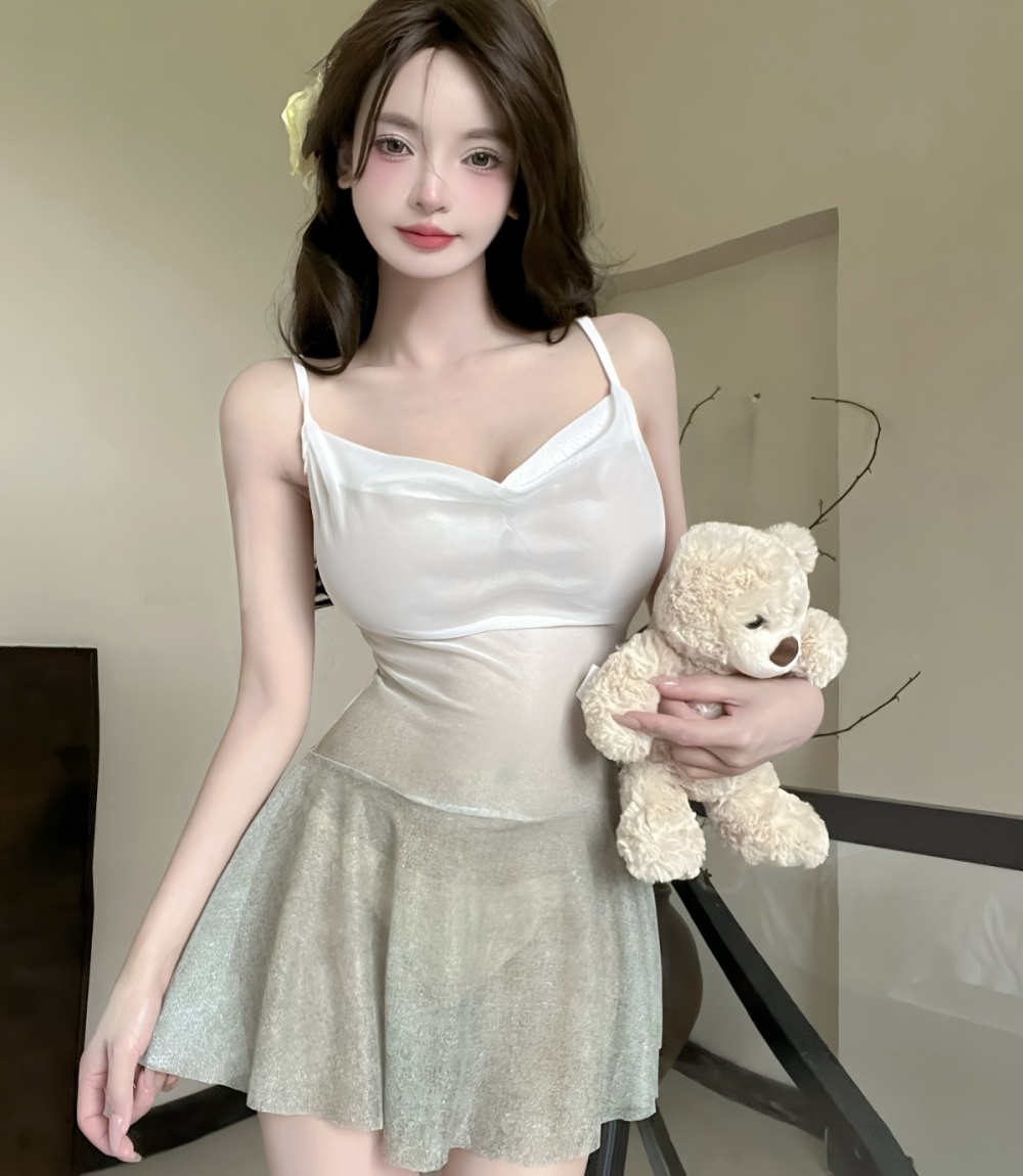 Short sling sexy gauze translucent dress
