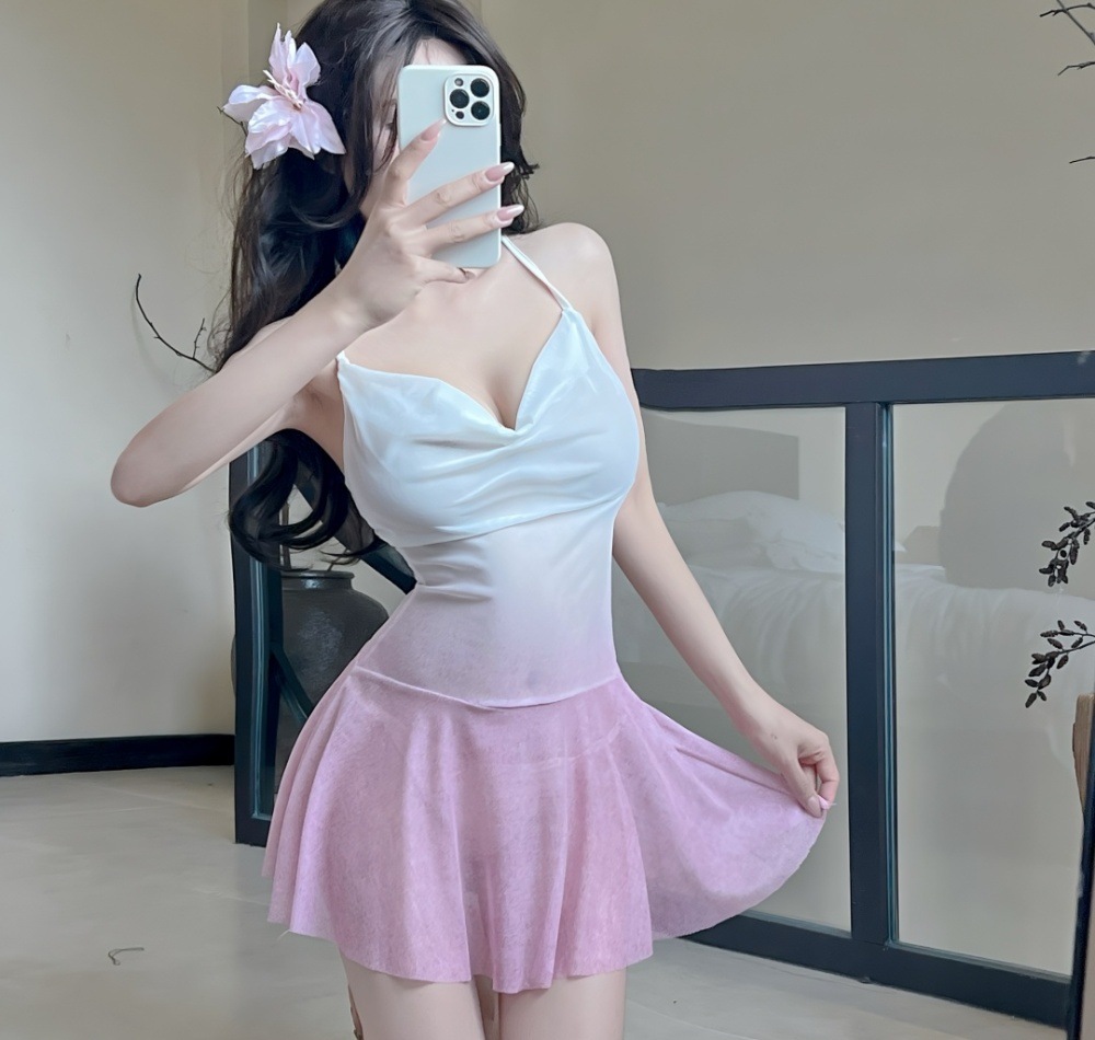 Short sling sexy gauze translucent dress