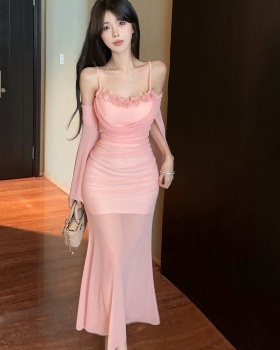 Enticement slim strap dress lace mermaid dress