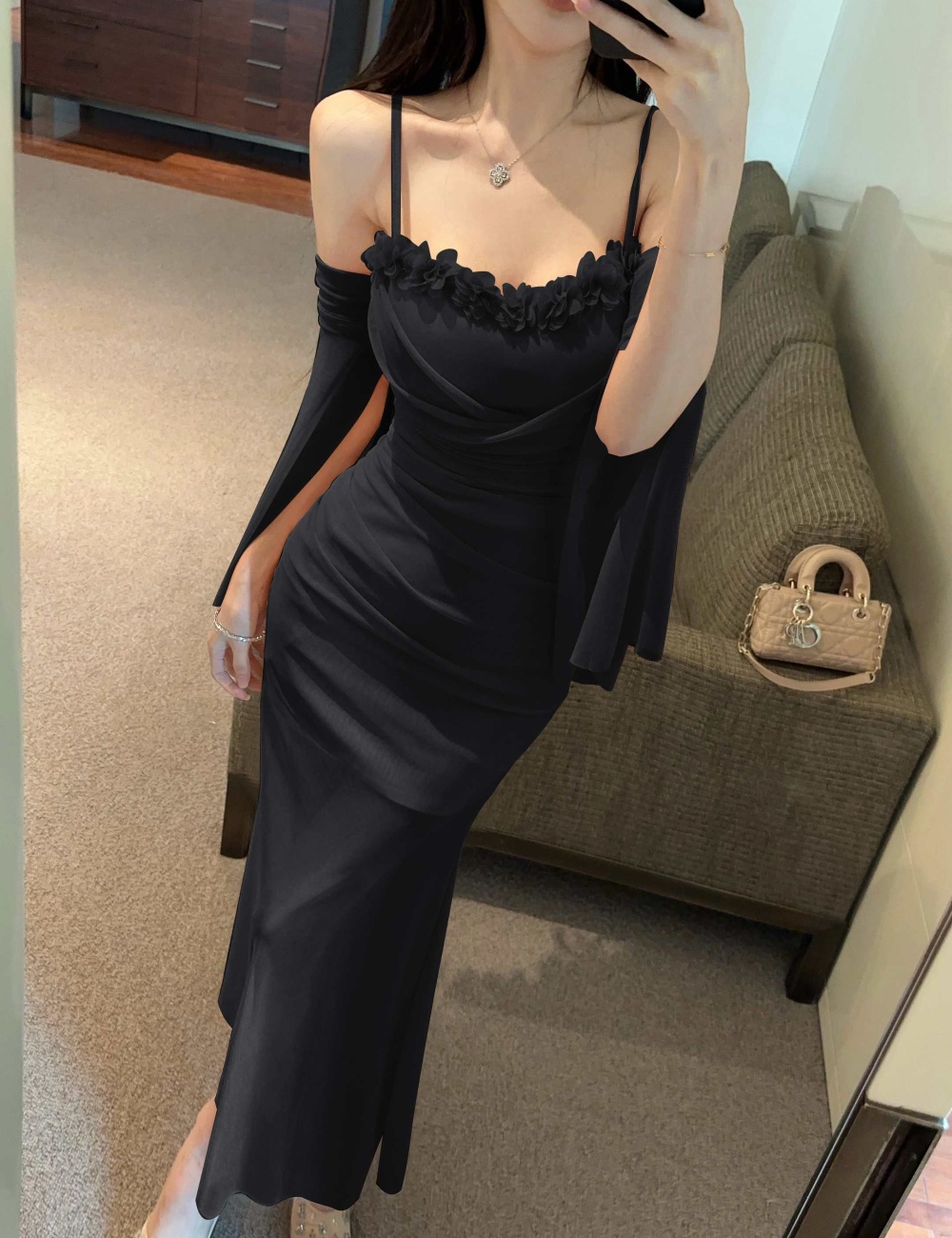 Enticement slim strap dress lace mermaid dress