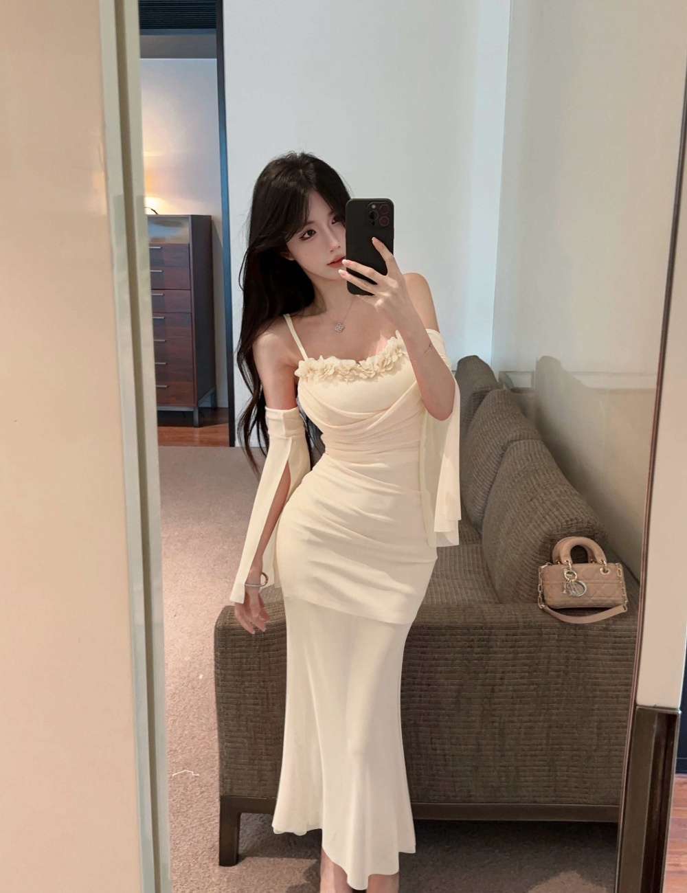 Enticement slim strap dress lace mermaid dress
