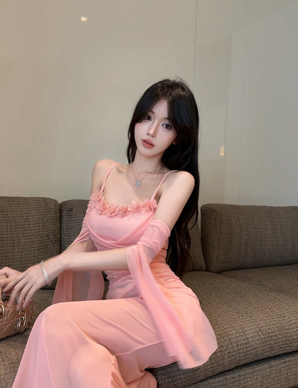 Enticement slim strap dress lace mermaid dress