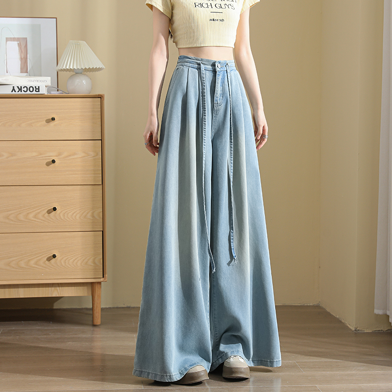 Loose waistband wide leg pants breathable tether pants