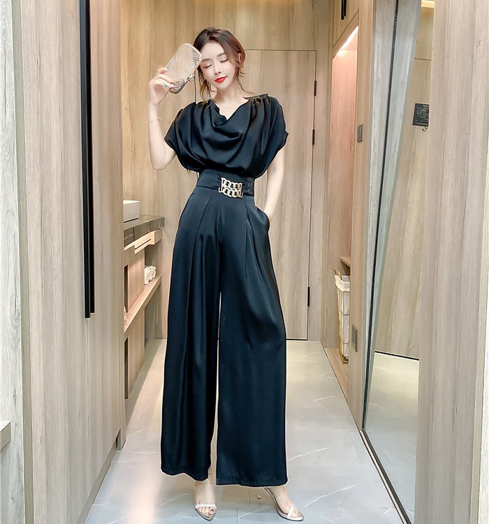 Wide leg Western style tops fashion long pants 2pcs set