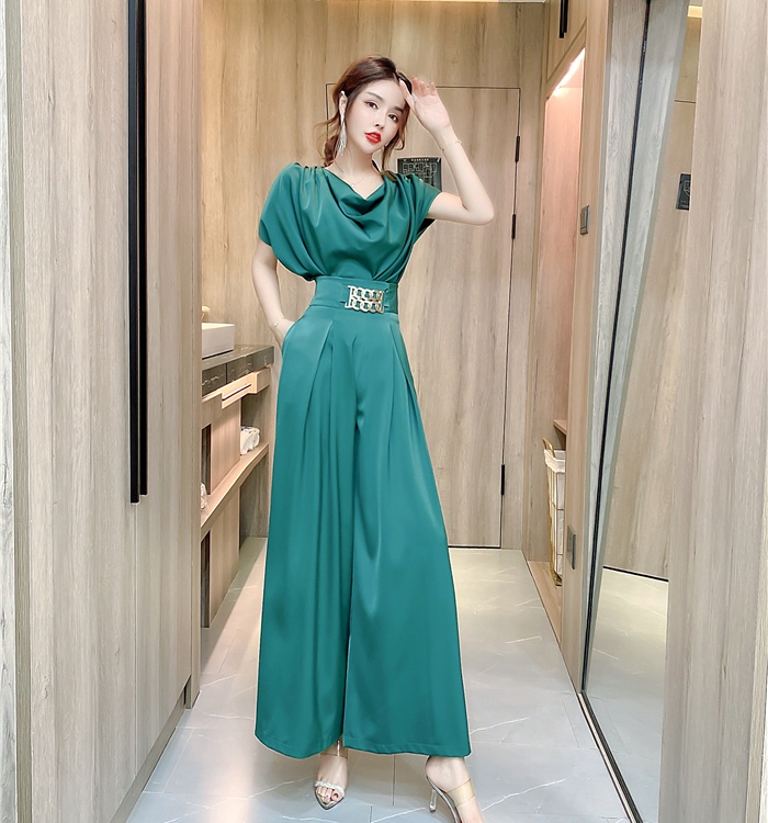 Wide leg Western style tops fashion long pants 2pcs set