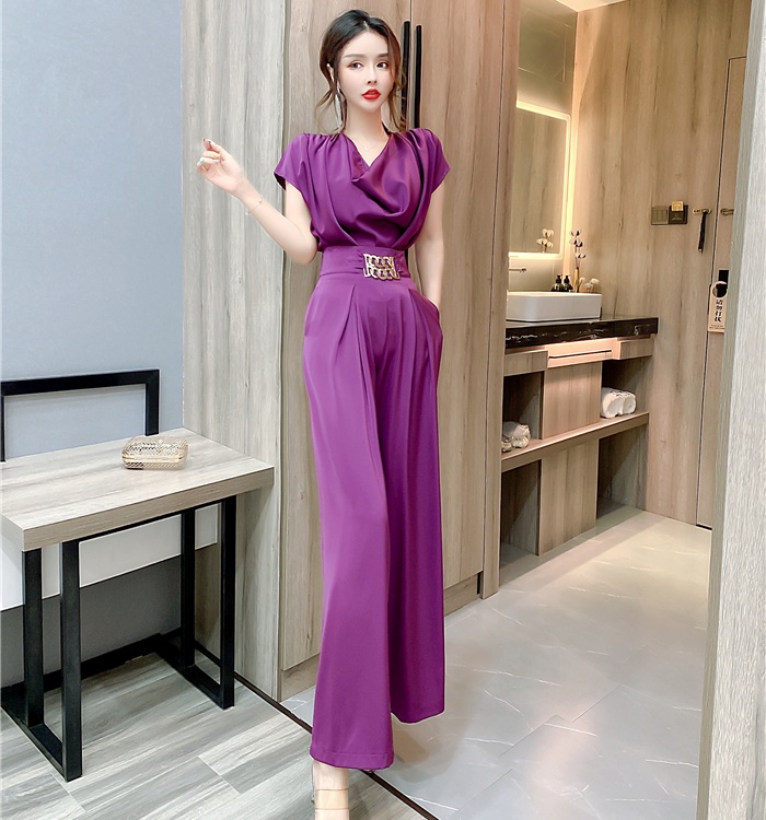 Wide leg Western style tops fashion long pants 2pcs set