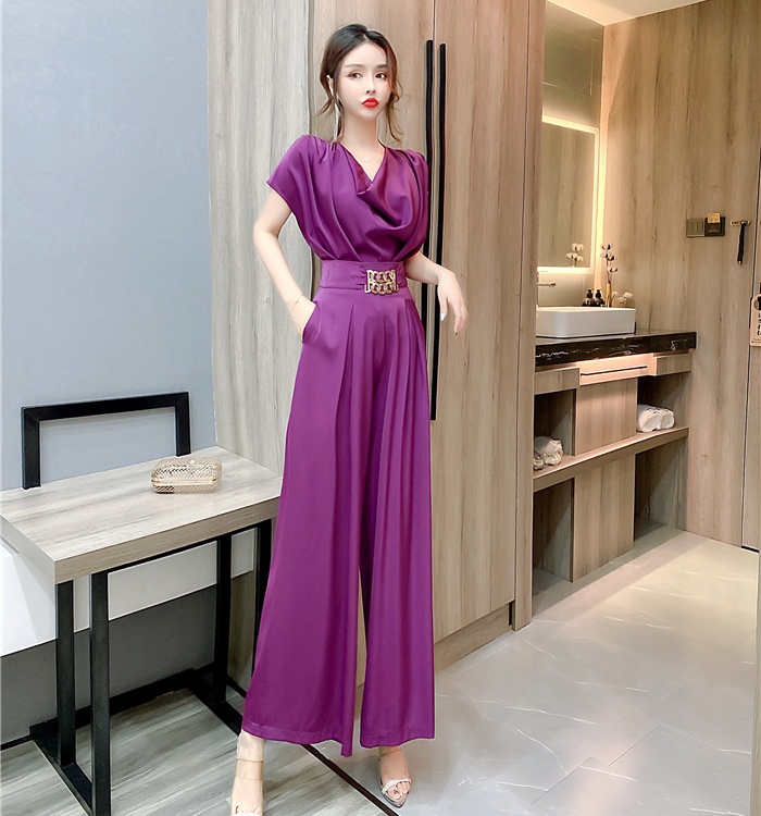 Wide leg Western style tops fashion long pants 2pcs set