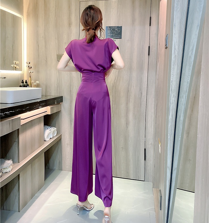 Wide leg Western style tops fashion long pants 2pcs set