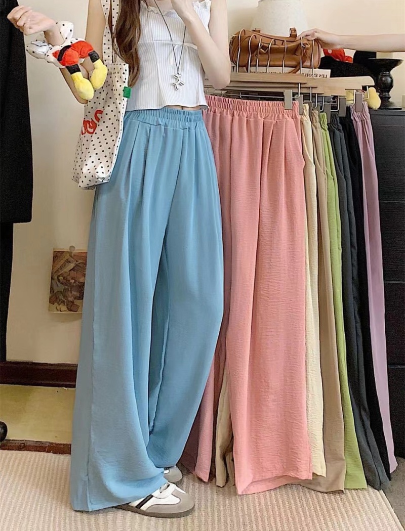 Elastic band loose long pants all-match wide leg pants