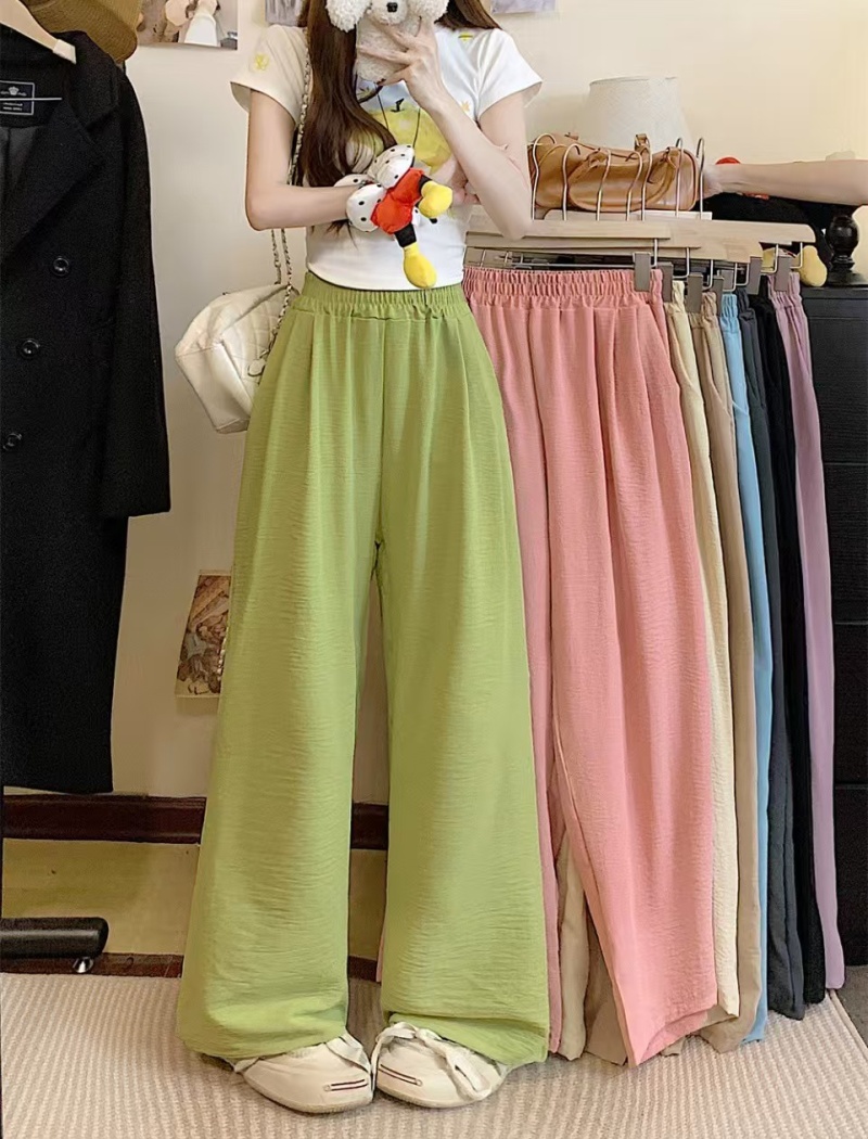 Elastic band loose long pants all-match wide leg pants