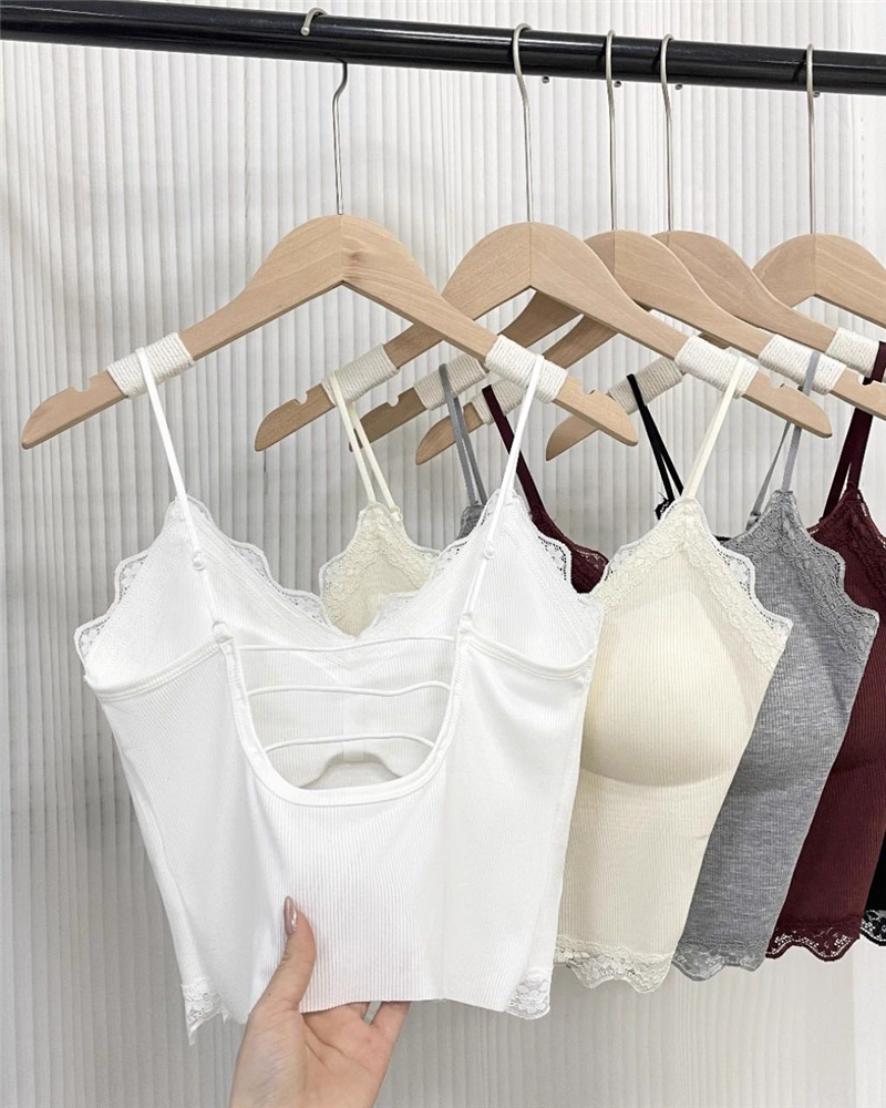 Sling Korean style lace tops summer with chest pad vest