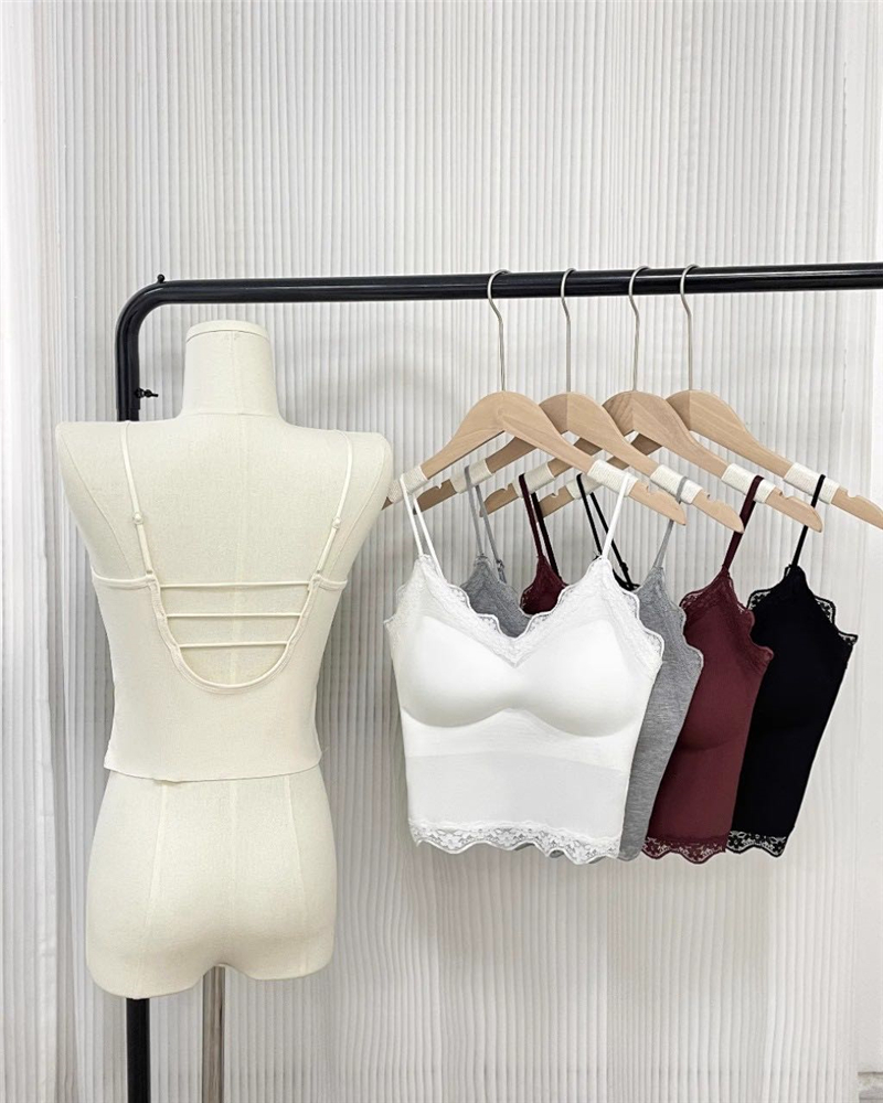 Sling Korean style lace tops summer with chest pad vest