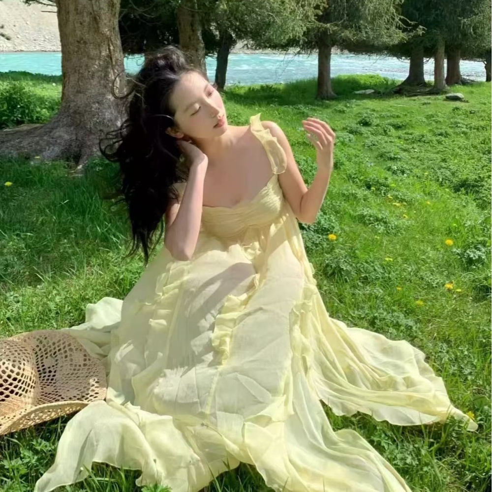 Sweet vacation long dress romantic summer dress for women