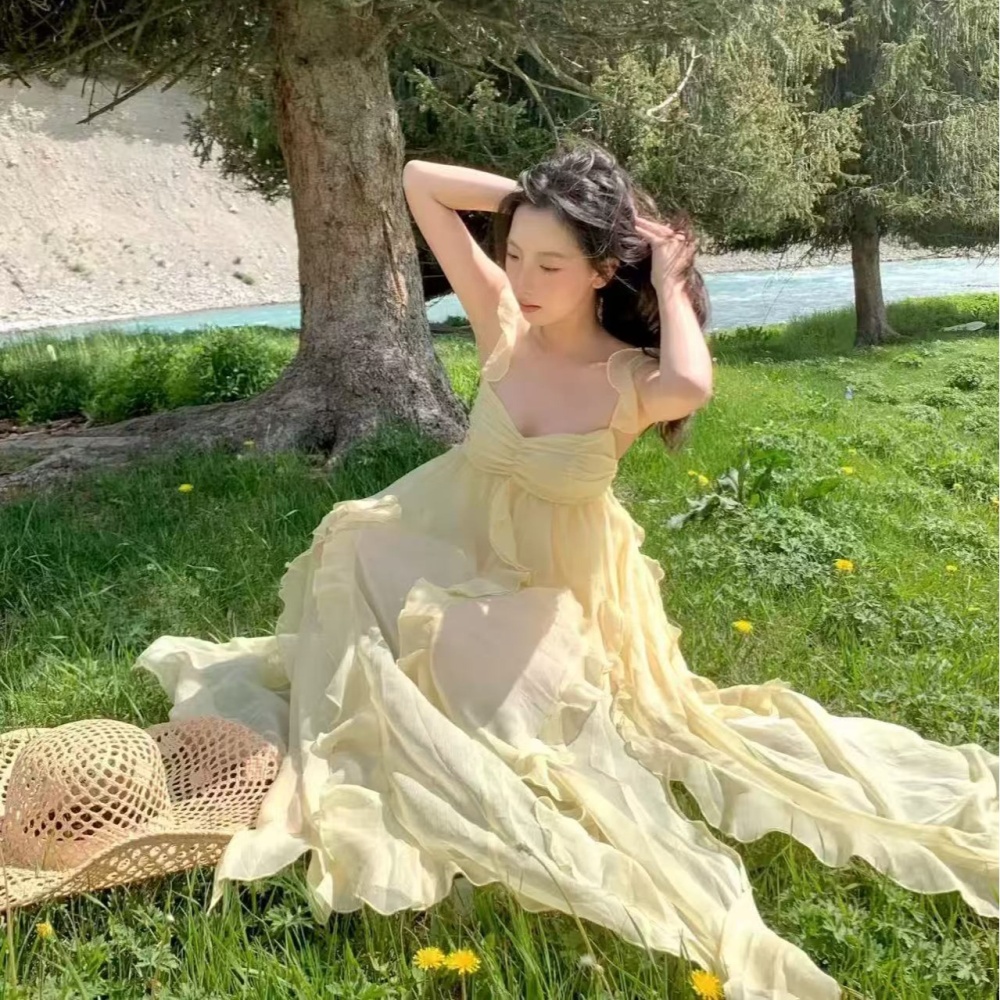 Sweet vacation long dress romantic summer dress for women