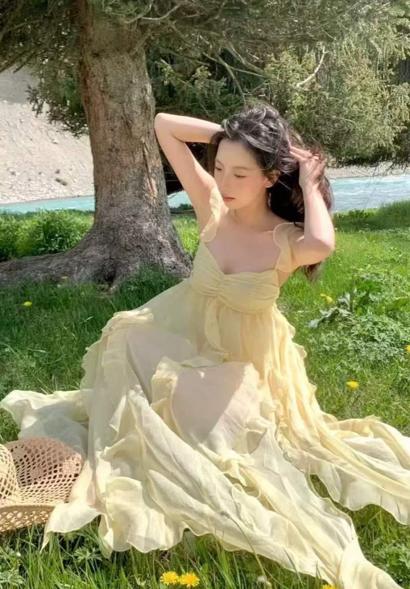 Sweet vacation long dress romantic summer dress for women