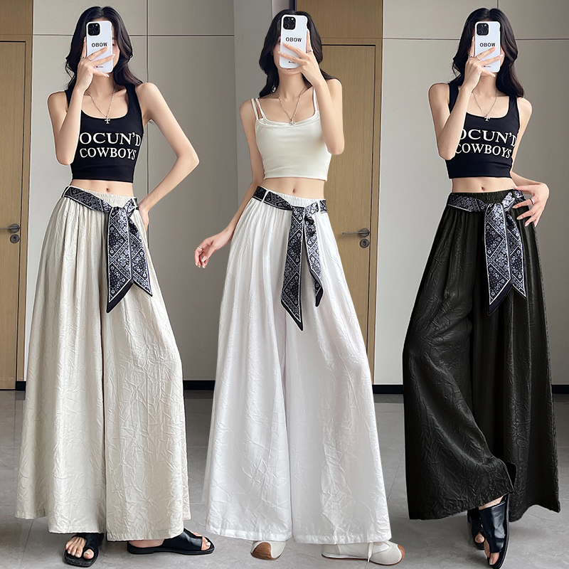 High waist big culottes thin wide leg pants for women