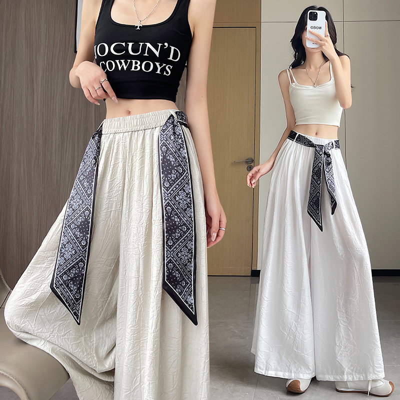High waist big culottes thin wide leg pants for women