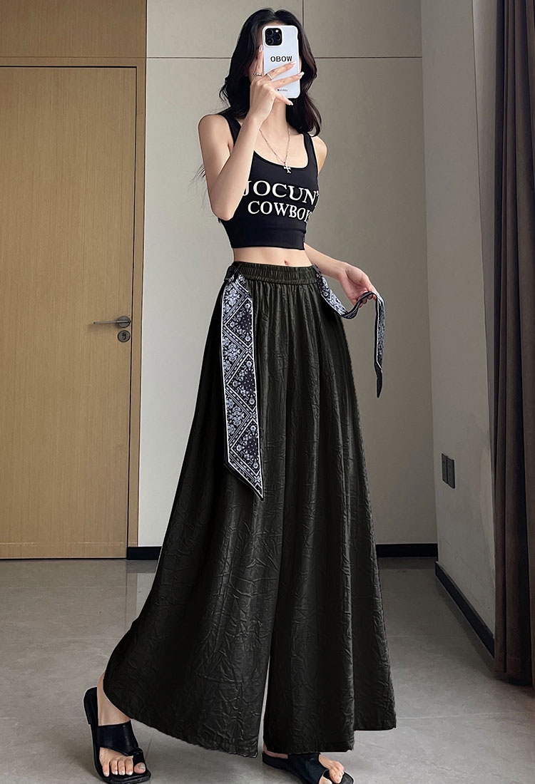 High waist big culottes thin wide leg pants for women