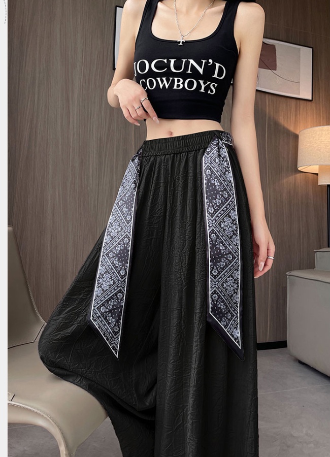 High waist big culottes thin wide leg pants for women