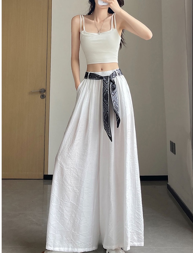 High waist big culottes thin wide leg pants for women