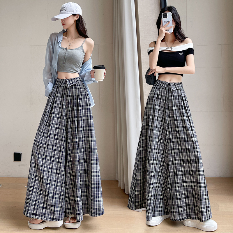 Casual straight wide leg pants retro suit pants for women