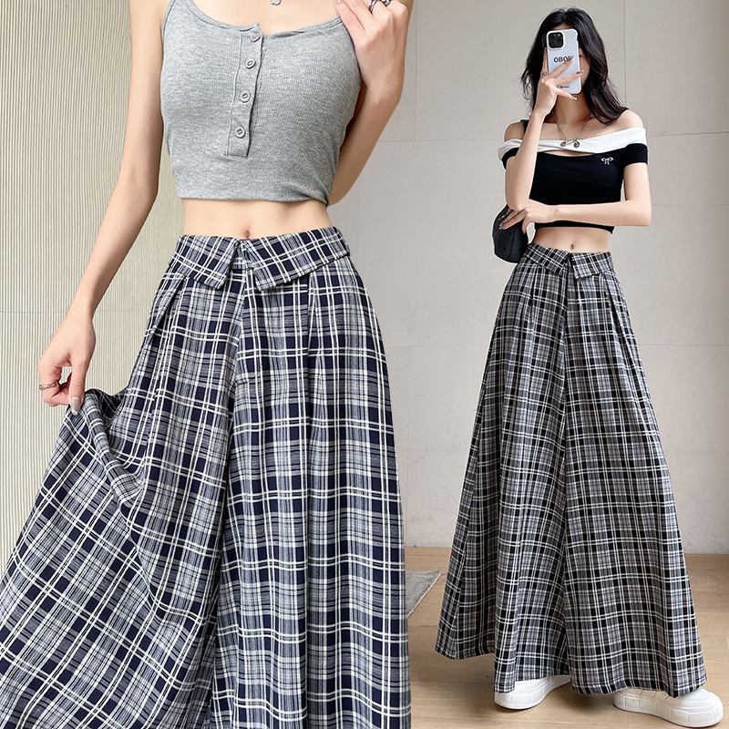 Casual straight wide leg pants retro suit pants for women