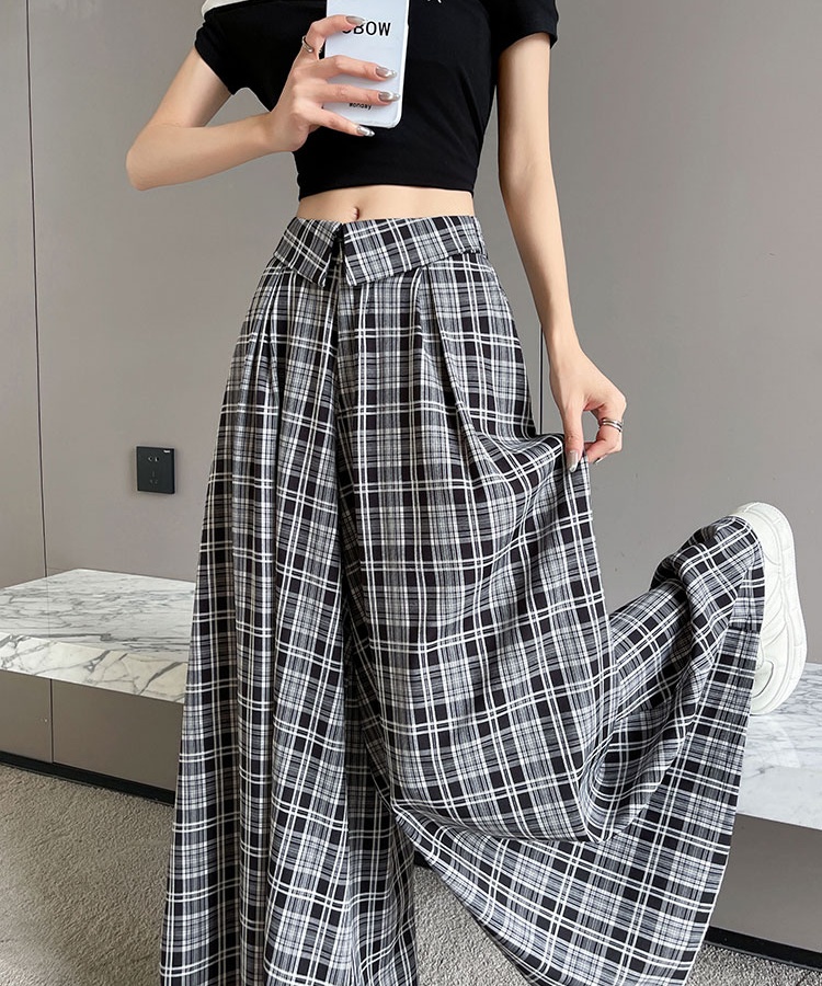 Casual straight wide leg pants retro suit pants for women