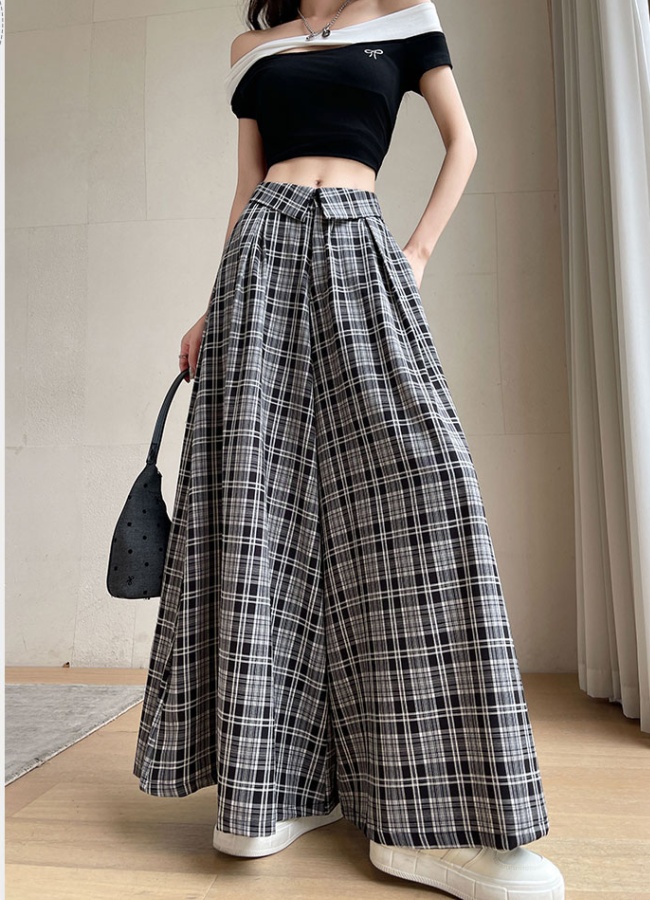 Casual straight wide leg pants retro suit pants for women