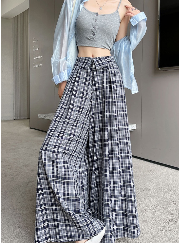 Casual straight wide leg pants retro suit pants for women
