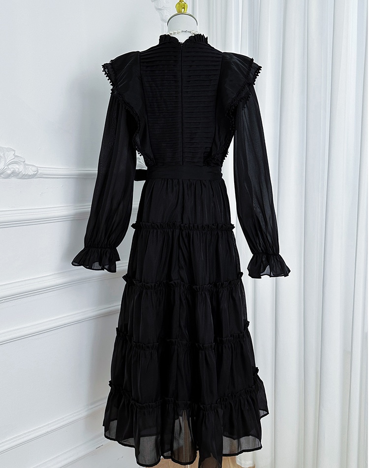 Temperament large yard pinched waist chouzhe dress
